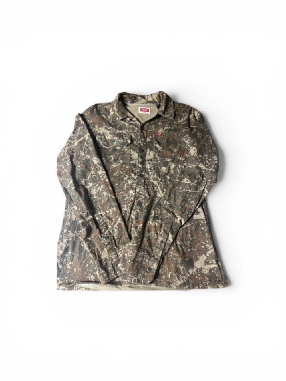 Wrangler Camouflage Woven Shirt Men's Button Down Long Sleeve Size Medium
